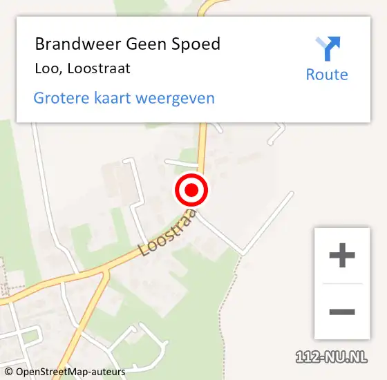 Locatie op kaart van de 112 melding: Brandweer Geen Spoed Naar Loo, Loostraat op 8 oktober 2021 11:42