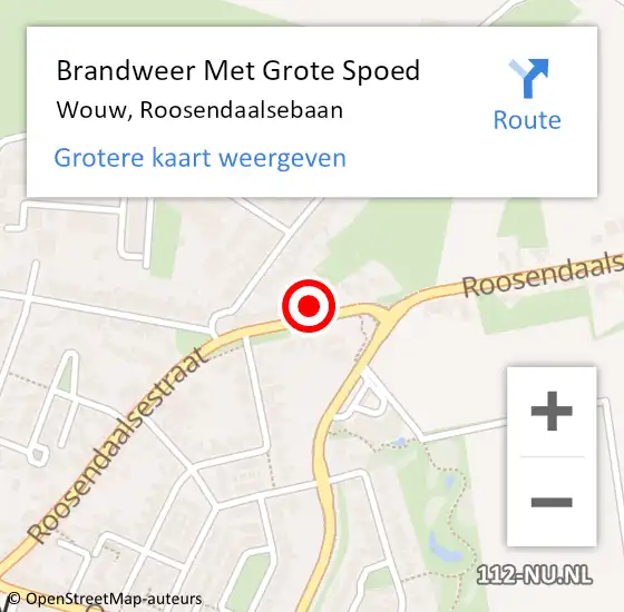 Locatie op kaart van de 112 melding: Brandweer Met Grote Spoed Naar Wouw, Roosendaalsebaan op 8 oktober 2021 12:20