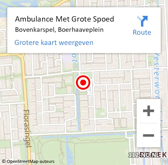 Locatie op kaart van de 112 melding: Ambulance Met Grote Spoed Naar Bovenkarspel, Boerhaaveplein op 8 oktober 2021 12:20