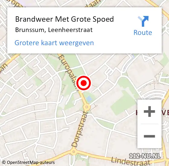 Locatie op kaart van de 112 melding: Brandweer Met Grote Spoed Naar Brunssum, Leenheerstraat op 8 oktober 2021 12:24