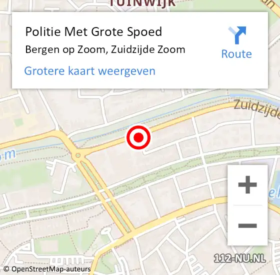 Locatie op kaart van de 112 melding: Politie Met Grote Spoed Naar Bergen op Zoom, Zuidzijde Zoom op 8 oktober 2021 12:31