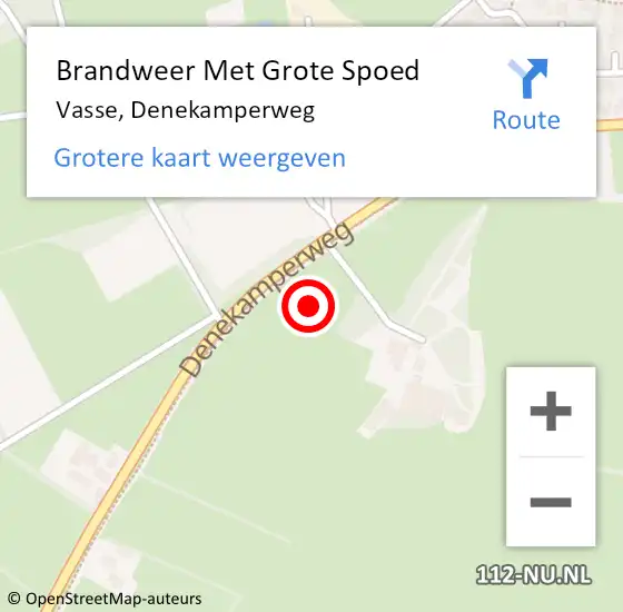 Locatie op kaart van de 112 melding: Brandweer Met Grote Spoed Naar Vasse, Denekamperweg op 8 oktober 2021 12:56