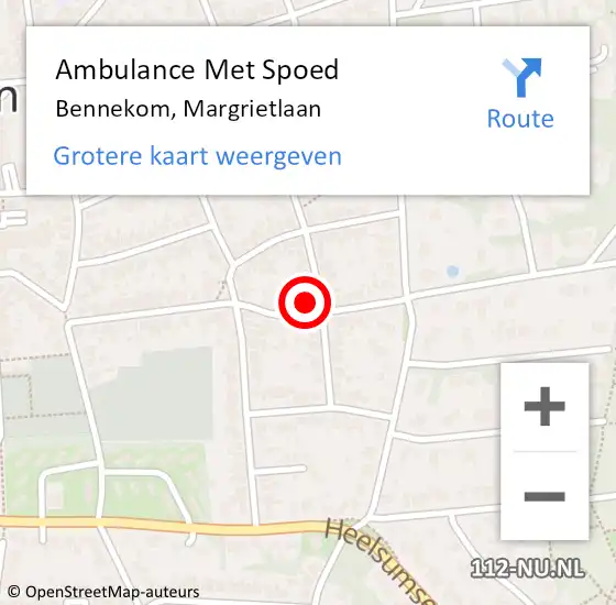 Locatie op kaart van de 112 melding: Ambulance Met Spoed Naar Bennekom, Margrietlaan op 8 oktober 2021 13:04