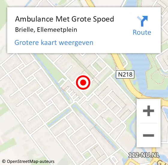 Locatie op kaart van de 112 melding: Ambulance Met Grote Spoed Naar Brielle, Ellemeetplein op 8 oktober 2021 13:05