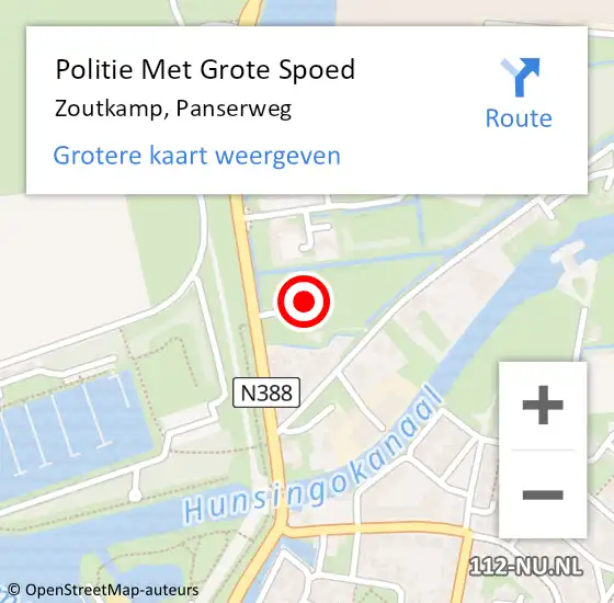 Locatie op kaart van de 112 melding: Politie Met Grote Spoed Naar Zoutkamp, Panserweg op 8 oktober 2021 13:20
