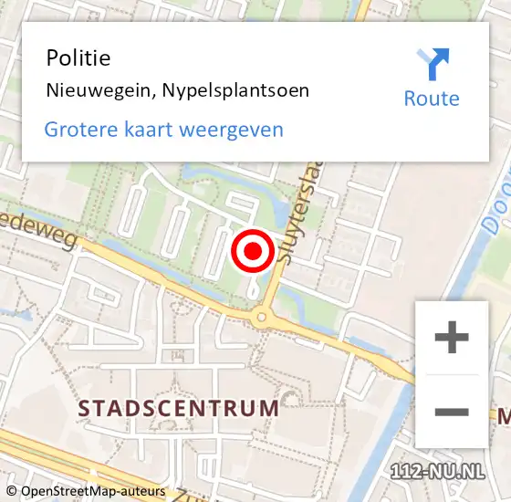 Locatie op kaart van de 112 melding: Politie Nieuwegein, Nypelsplantsoen op 8 oktober 2021 13:41