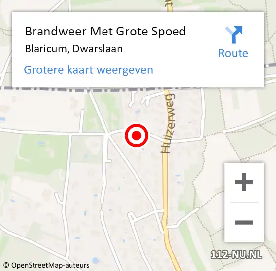 Locatie op kaart van de 112 melding: Brandweer Met Grote Spoed Naar Blaricum, Dwarslaan op 8 oktober 2021 13:44