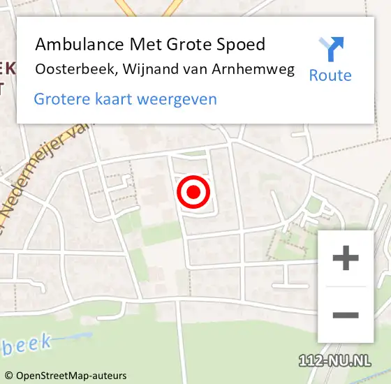 Locatie op kaart van de 112 melding: Ambulance Met Grote Spoed Naar Oosterbeek, Wijnand van Arnhemweg op 8 oktober 2021 13:47