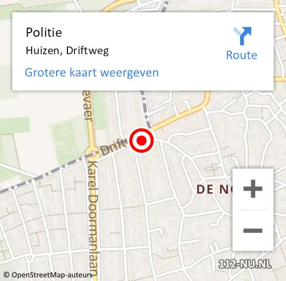 Locatie op kaart van de 112 melding: Politie Huizen, Driftweg op 8 oktober 2021 14:03