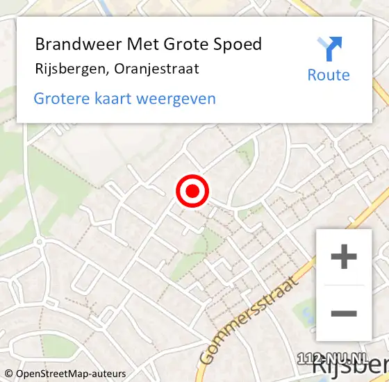 Locatie op kaart van de 112 melding: Brandweer Met Grote Spoed Naar Rijsbergen, Oranjestraat op 8 oktober 2021 14:07