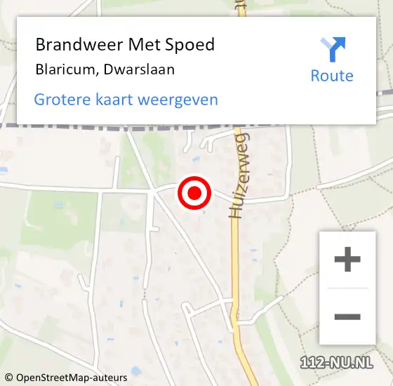 Locatie op kaart van de 112 melding: Brandweer Met Spoed Naar Blaricum, Dwarslaan op 8 oktober 2021 14:07