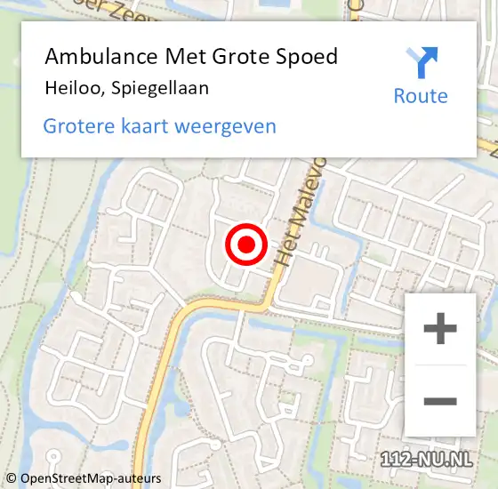 Locatie op kaart van de 112 melding: Ambulance Met Grote Spoed Naar Heiloo, Spiegellaan op 8 oktober 2021 14:17