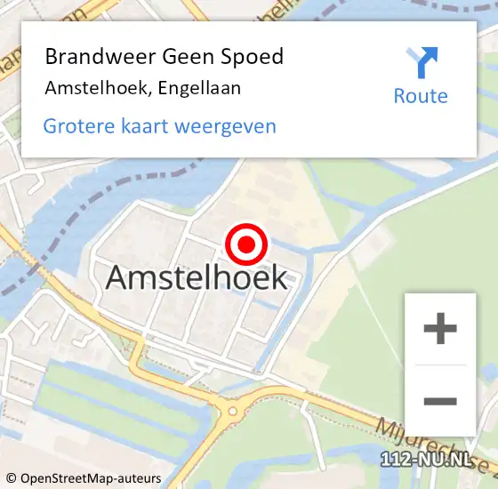 Locatie op kaart van de 112 melding: Brandweer Geen Spoed Naar Amstelhoek, Engellaan op 8 oktober 2021 14:28