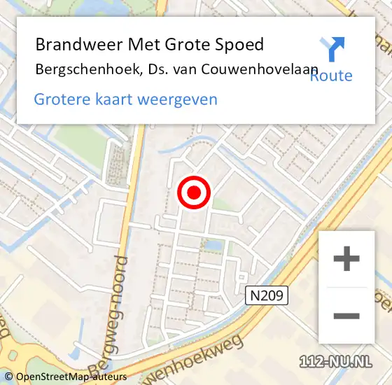 Locatie op kaart van de 112 melding: Brandweer Met Grote Spoed Naar Bergschenhoek, Ds. van Couwenhovelaan op 8 oktober 2021 14:30