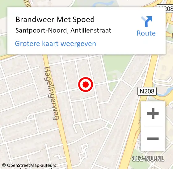 Locatie op kaart van de 112 melding: Brandweer Met Spoed Naar Santpoort-Noord, Antillenstraat op 8 oktober 2021 14:34