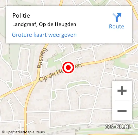 Locatie op kaart van de 112 melding: Politie Landgraaf, Op de Heugden op 8 oktober 2021 14:41