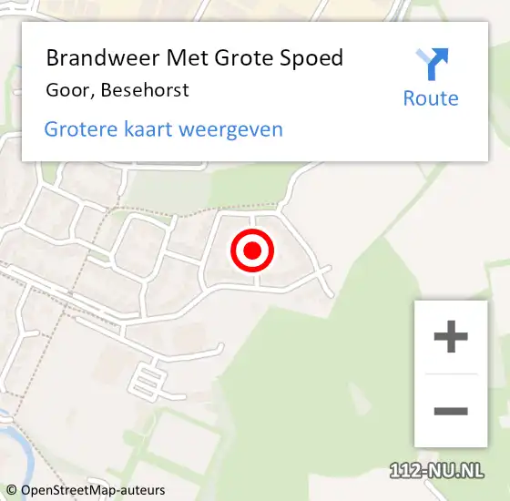 Locatie op kaart van de 112 melding: Brandweer Met Grote Spoed Naar Goor, Besehorst op 8 oktober 2021 14:46