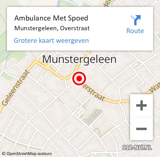 Locatie op kaart van de 112 melding: Ambulance Met Spoed Naar Munstergeleen, Overstraat op 25 juni 2014 13:07