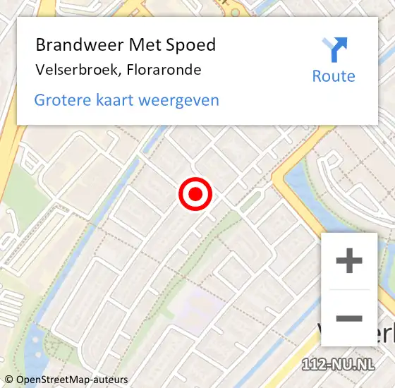 Locatie op kaart van de 112 melding: Brandweer Met Spoed Naar Velserbroek, Floraronde op 8 oktober 2021 15:01