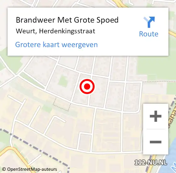 Locatie op kaart van de 112 melding: Brandweer Met Grote Spoed Naar Weurt, Herdenkingsstraat op 8 oktober 2021 15:02