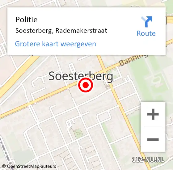 Locatie op kaart van de 112 melding: Politie Soesterberg, Rademakerstraat op 8 oktober 2021 15:05