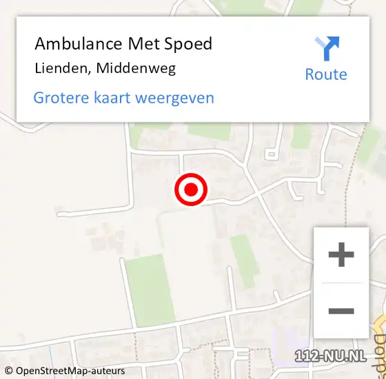 Locatie op kaart van de 112 melding: Ambulance Met Spoed Naar Lienden, Middenweg op 8 oktober 2021 15:16