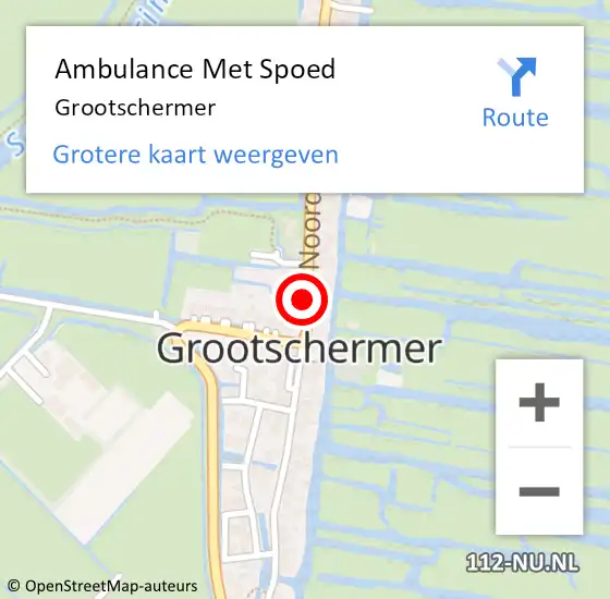 Locatie op kaart van de 112 melding: Ambulance Met Spoed Naar Grootschermer op 8 oktober 2021 15:27