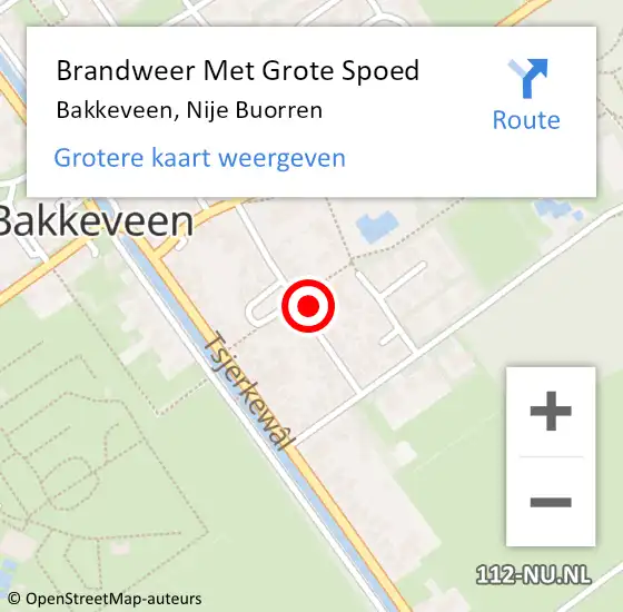 Locatie op kaart van de 112 melding: Brandweer Met Grote Spoed Naar Bakkeveen, Nije Buorren op 8 oktober 2021 15:30