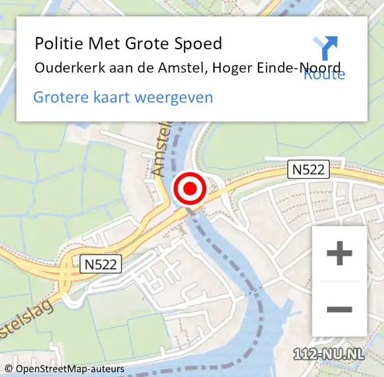 Locatie op kaart van de 112 melding: Politie Met Grote Spoed Naar Ouderkerk aan de Amstel, Hoger Einde-Noord op 8 oktober 2021 15:50