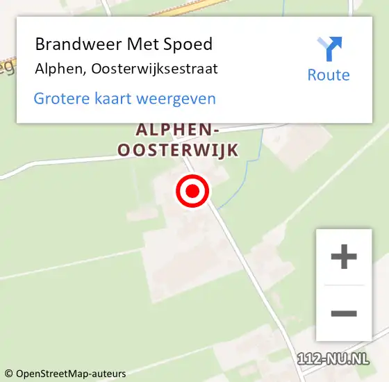 Locatie op kaart van de 112 melding: Brandweer Met Spoed Naar Alphen, Oosterwijksestraat op 8 oktober 2021 15:51