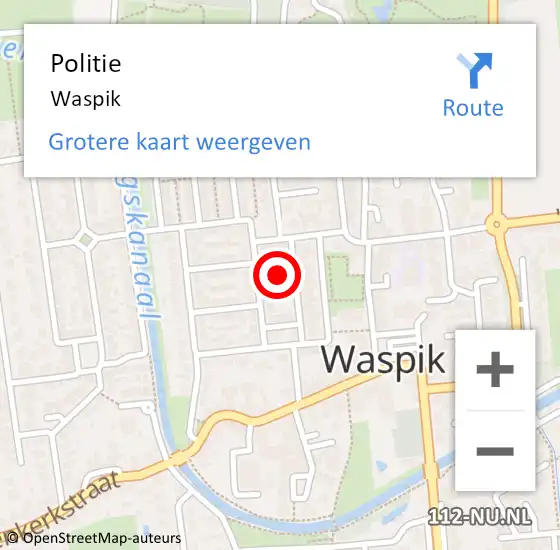 Locatie op kaart van de 112 melding: Politie Waspik op 8 oktober 2021 15:59