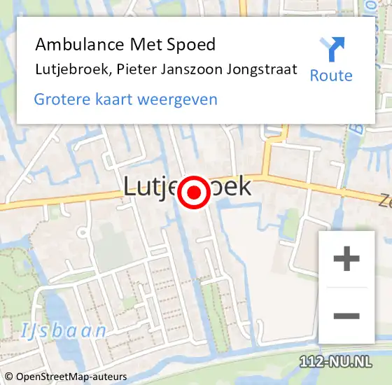 Locatie op kaart van de 112 melding: Ambulance Met Spoed Naar Lutjebroek, Pieter Janszoon Jongstraat op 8 oktober 2021 16:01