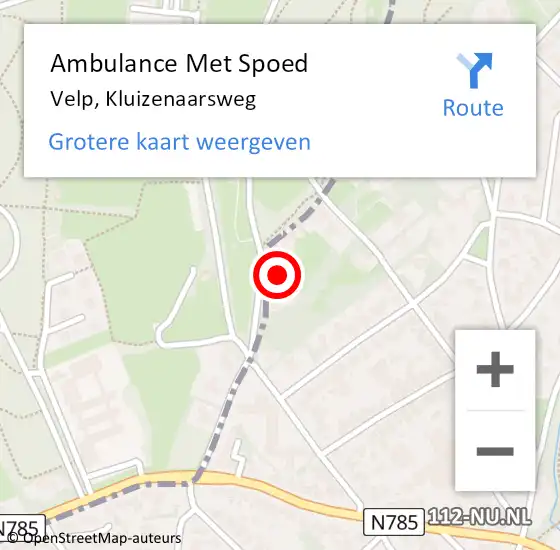 Locatie op kaart van de 112 melding: Ambulance Met Spoed Naar Velp, Kluizenaarsweg op 8 oktober 2021 16:15