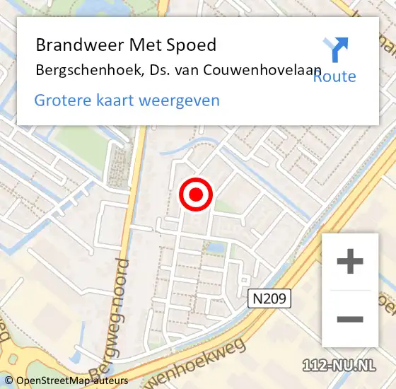 Locatie op kaart van de 112 melding: Brandweer Met Spoed Naar Bergschenhoek, Ds. van Couwenhovelaan op 8 oktober 2021 16:29