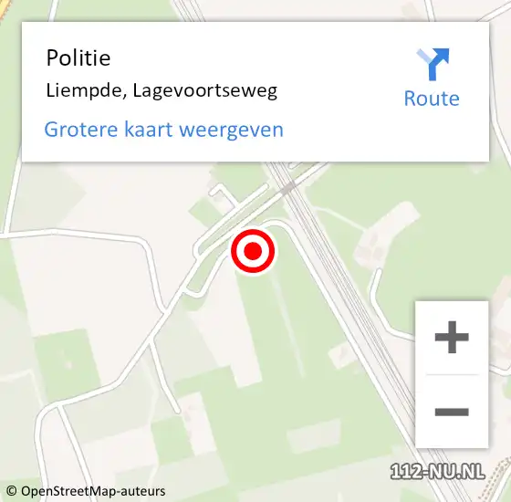 Locatie op kaart van de 112 melding: Politie Liempde, Lagevoortseweg op 8 oktober 2021 16:34