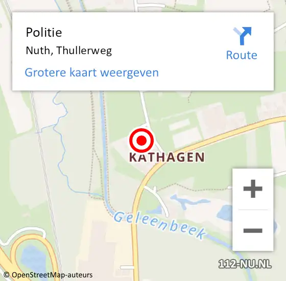 Locatie op kaart van de 112 melding: Politie Nuth, Thullerweg op 8 oktober 2021 16:43