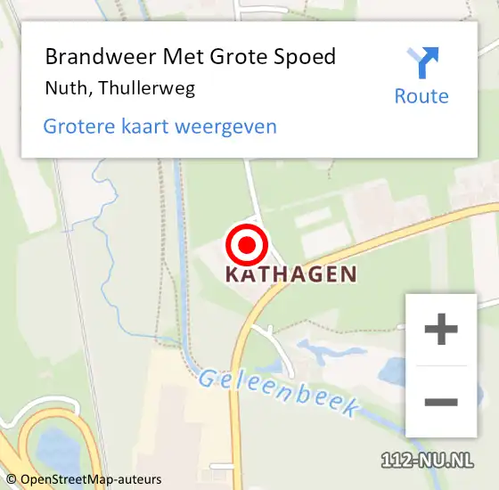 Locatie op kaart van de 112 melding: Brandweer Met Grote Spoed Naar Nuth, Thullerweg op 8 oktober 2021 16:43