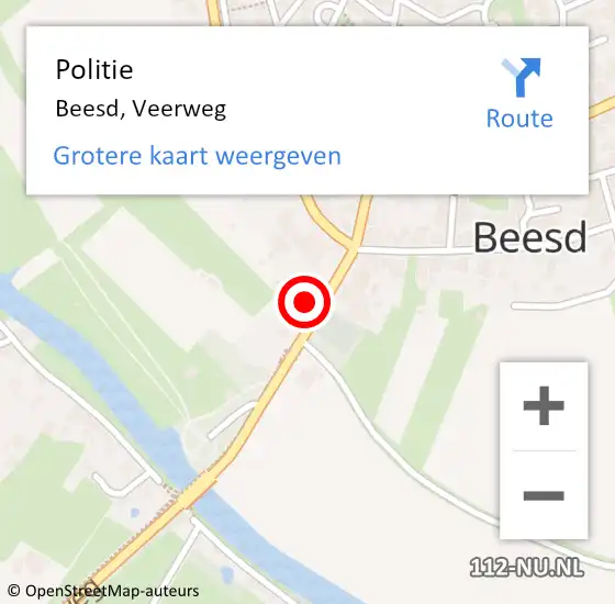 Locatie op kaart van de 112 melding: Politie Beesd, Veerweg op 8 oktober 2021 16:44