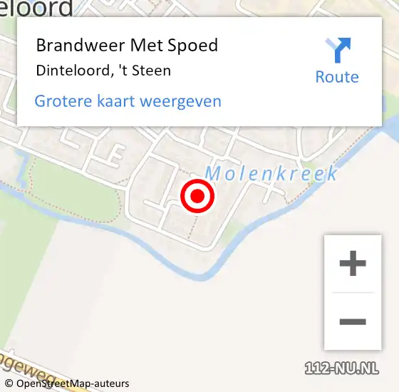 Locatie op kaart van de 112 melding: Brandweer Met Spoed Naar Dinteloord, 't Steen op 8 oktober 2021 16:49