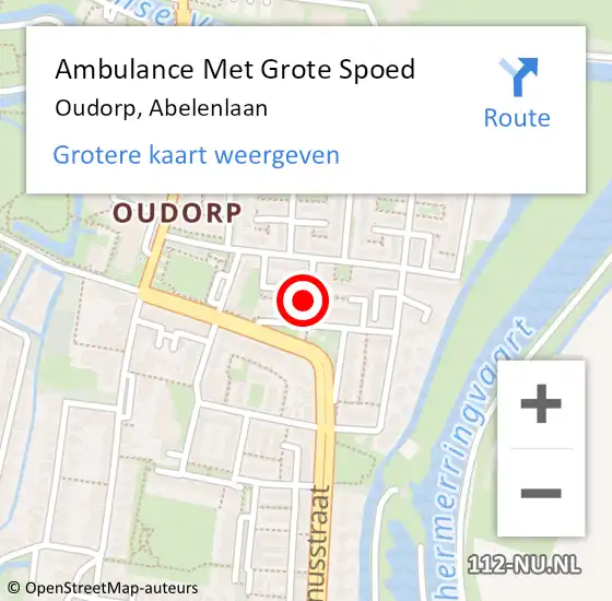 Locatie op kaart van de 112 melding: Ambulance Met Grote Spoed Naar Oudorp, Abelenlaan op 8 oktober 2021 16:51