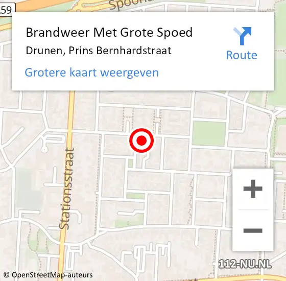 Locatie op kaart van de 112 melding: Brandweer Met Grote Spoed Naar Drunen, Prins Bernhardstraat op 8 oktober 2021 16:52