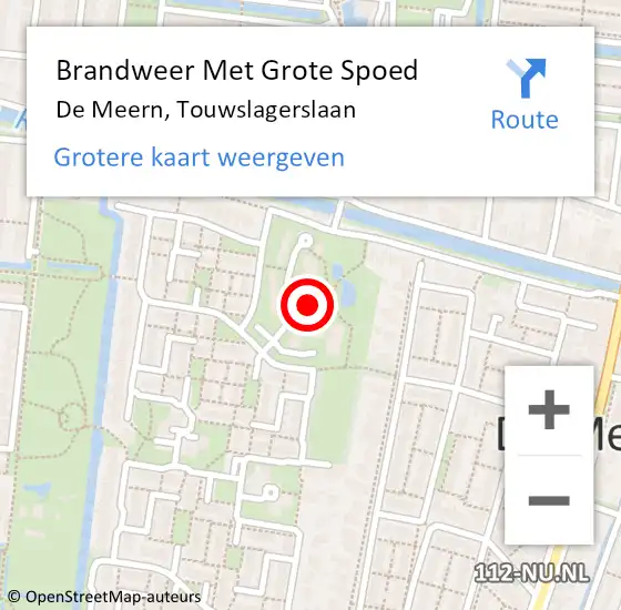 Locatie op kaart van de 112 melding: Brandweer Met Grote Spoed Naar De Meern, Touwslagerslaan op 8 oktober 2021 17:01