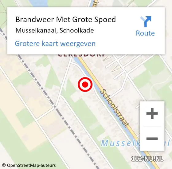 Locatie op kaart van de 112 melding: Brandweer Met Grote Spoed Naar Musselkanaal, Schoolkade op 8 oktober 2021 17:05