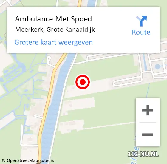 Locatie op kaart van de 112 melding: Ambulance Met Spoed Naar Meerkerk, Grote Kanaaldijk op 8 oktober 2021 17:11