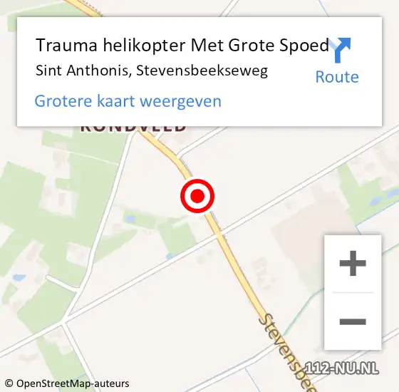 Locatie op kaart van de 112 melding: Trauma helikopter Met Grote Spoed Naar Sint Anthonis, Stevensbeekseweg op 8 oktober 2021 17:16