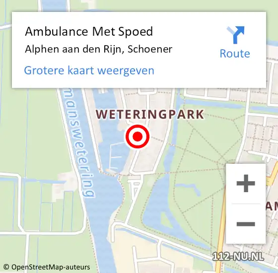 Locatie op kaart van de 112 melding: Ambulance Met Spoed Naar Alphen aan den Rijn, Schoener op 8 oktober 2021 17:26