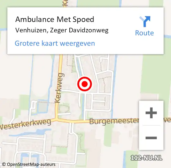 Locatie op kaart van de 112 melding: Ambulance Met Spoed Naar Venhuizen, Zeger Davidzonweg op 8 oktober 2021 17:40