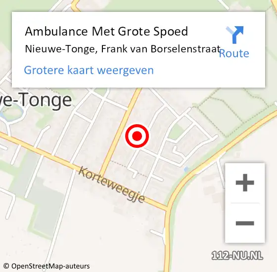 Locatie op kaart van de 112 melding: Ambulance Met Grote Spoed Naar Nieuwe-Tonge, Frank van Borselenstraat op 8 oktober 2021 17:41