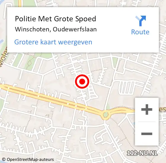 Locatie op kaart van de 112 melding: Politie Met Grote Spoed Naar Winschoten, Oudewerfslaan op 8 oktober 2021 17:53