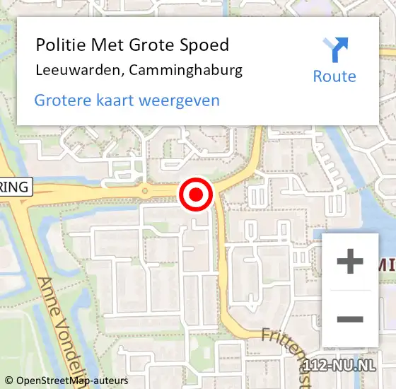 Locatie op kaart van de 112 melding: Politie Met Grote Spoed Naar Leeuwarden, Camminghaburg op 8 oktober 2021 18:19